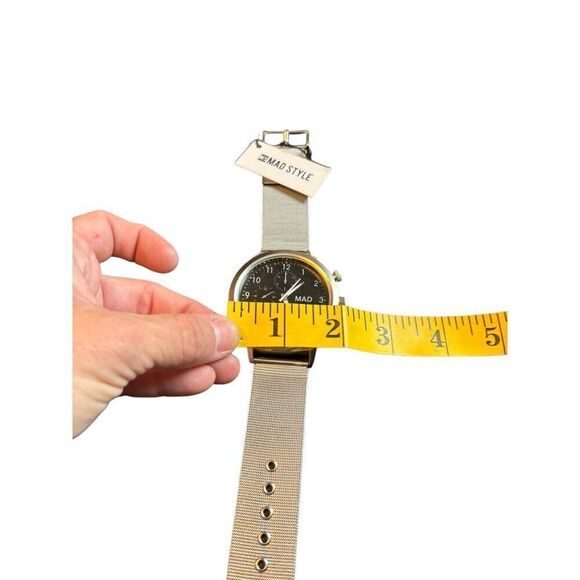 Mad Style Men's Analog Watch - Silver Mesh Band & Black Dial - Picture 5 of 10